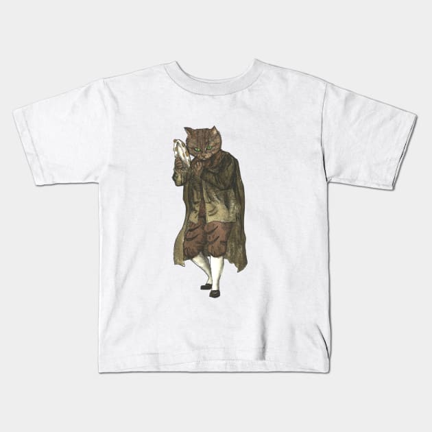 Dancing Cat Plays Tambourine Kids T-Shirt by FelisSimha